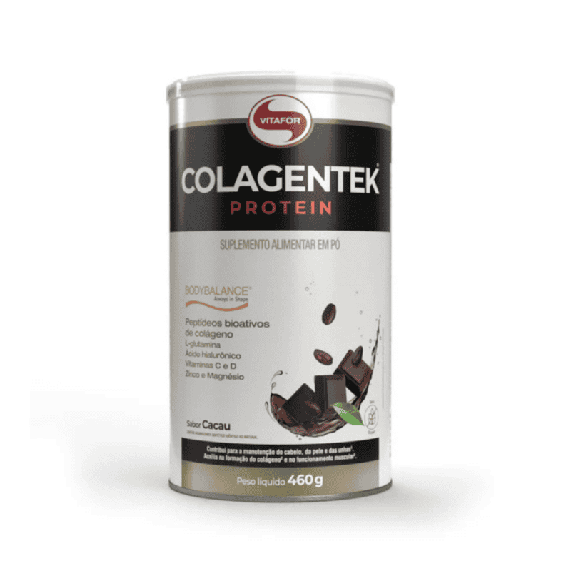 Colagentek Protein sabor cacau 460g Vitafor suplemento proteico com colágeno hidrolisado