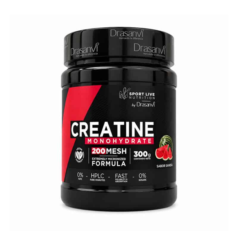 Creatina monohidratada 200 mesh sabor melancia em pó pote 300 gramas Drasanvi