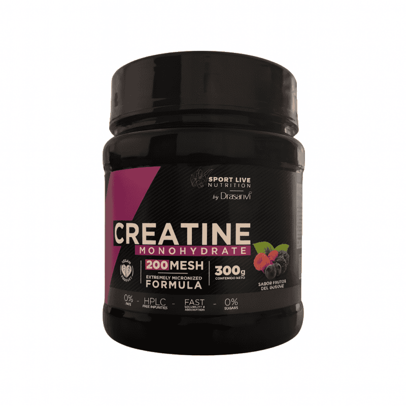 Creatina monohidratada 200 mesh sabor frutos do bosque em pó 300g Drasanvi