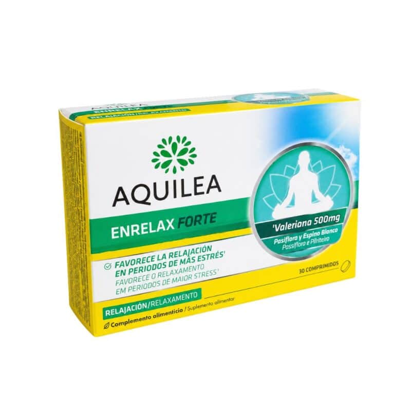 Aquilea Enrelax Forte 30 comprimidos, suplemento alimentar para apoio ao relaxamento e bem-estar diário.