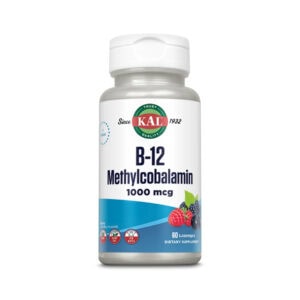 Vitamina B12 Methylcobalamina Kal 1000mg em frasco com 60 comprimidos para apoio energético e neurológico.