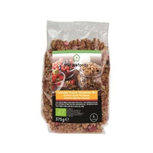 Granola Frutos Silvestres Biológica da marca Naturefoods em embalagem de 375g, mistura crocante de aveia integral com frutos silvestres desidratados e sementes.