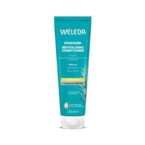 Condicionador revitalizante de alecrim Weleda em embalagem de 150ml, fórmula natural que fortalece e dá brilho ao cabelo.