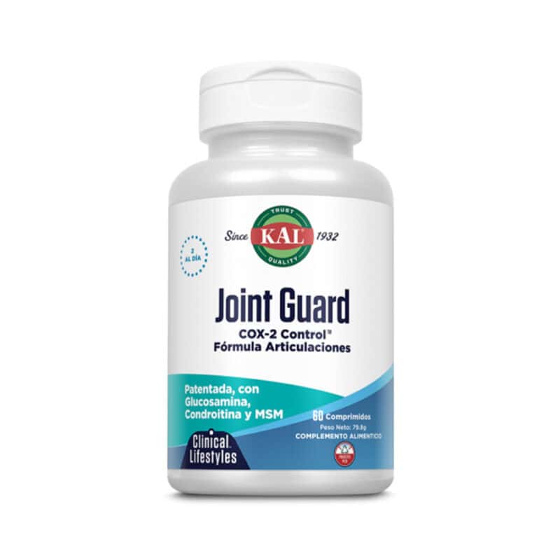 frasco de Joint Guard COX-2 Control 60 comprimidos Kal, suplemento para articulações que ajuda a reduzir inflamações e a proteger as cartilagens