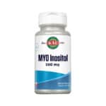 Frasco de suplemento alimentar MYO Inositol 550mg da marca Kal, em pó, com 57 gramas, indicado para o equilíbrio hormonal e metabólico.