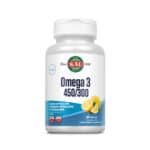 frasco de Ómega 3 450/300 60 cápsulas Kal, suplemento de óleo de peixe rico em EPA e DHA para o coração, cérebro e visão