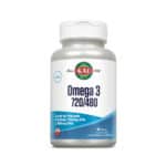 frasco de Ómega 3 720/480 60 cápsulas Kal, suplemento de óleo de peixe altamente concentrado em EPA e DHA para suporte cardiovascular e cerebral