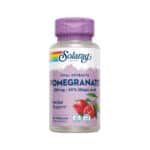 Frasco de suplemento Solaray Extrato de Romã 200mg com 60 cápsulas, fonte natural de antioxidantes para proteção celular e saúde cardiovascular.