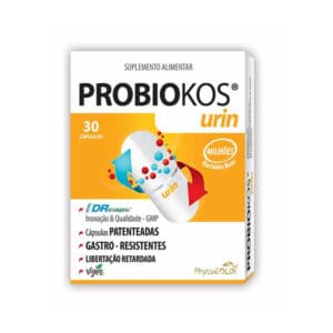 Frasco de Probiokos Urin 30 comprimidos da Phytogold, suplemento com probióticos, arando vermelho e d-manose para a saúde urinária e equilíbrio da flora íntima.