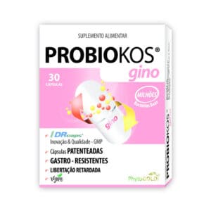 Frasco de Probiokos Urin 30 comprimidos da Phytogold, suplemento com probióticos e extratos vegetais para apoiar a saúde urinária e o equilíbrio da flora íntima.