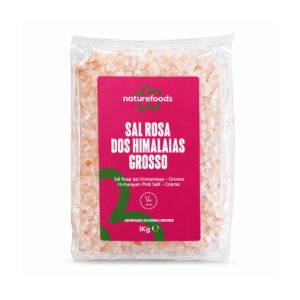 Sal Rosa dos Himalaias Grosso 1kg Naturefoods, sal-gema grosso do Paquistão para temperar carnes, peixe, legumes e pratos caseiros.