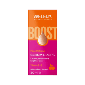Sérum facial refinador Weleda Booster Drops 30ml com ingredientes naturais que suavizam e uniformizam a textura da pele.