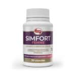 frasco de suplemento simfort femme 30 cápsulas vitafor para equilíbrio hormonal feminino e saúde intestinal