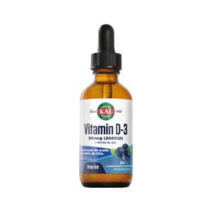 frasco de Vitamina D3 2000UI 53ml Kal, suplemento líquido que apoia a saúde óssea e o sistema imunitário