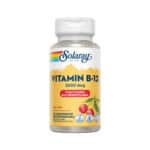 Frasco de suplemento Solaray Vitamina B12 2000mcg com 90 comprimidos, fórmula sublingual para energia, metabolismo e sistema nervoso.