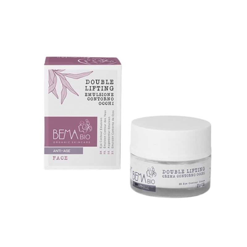 Emulsão contorno de olhos anti-idade Bema Bio em frasco de 30 ml, formulada para hidratar e reduzir linhas finas.