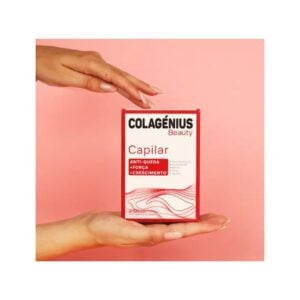 Cápsulas COLAGÉNIUS Beauty Capilar em caixa de 30 cápsulas para fortalecimento e brilho do cabelo.