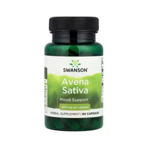 Avena sativa 400 mg Swanson em cápsulas, frasco com 60 cápsulas para apoio ao sistema nervoso e vitalidade