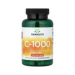 Vitamina C 1000 mg com roseira brava Swanson em cápsulas, frasco com 90 cápsulas para suporte imunitário e antioxidante