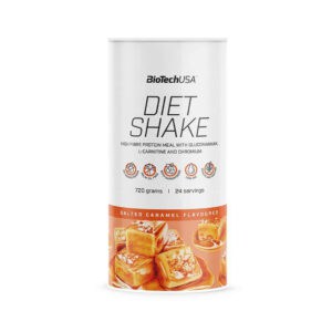 Embalagem de Diet Shake Caramelo Salgado Biotech USA 720g, fórmula nutritiva para controlo de peso com sabor a caramelo salgado.
