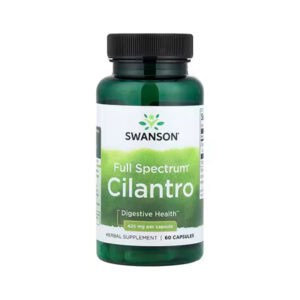 Coentro 425 mg Swanson em cápsulas, frasco com 60 cápsulas para apoio digestivo e desintoxicação natural