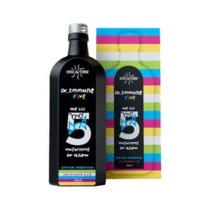 Dr. Immune Five 250ml Hifas da Terra suplemento líquido com cogumelos medicinais para apoio do sistema imunitário