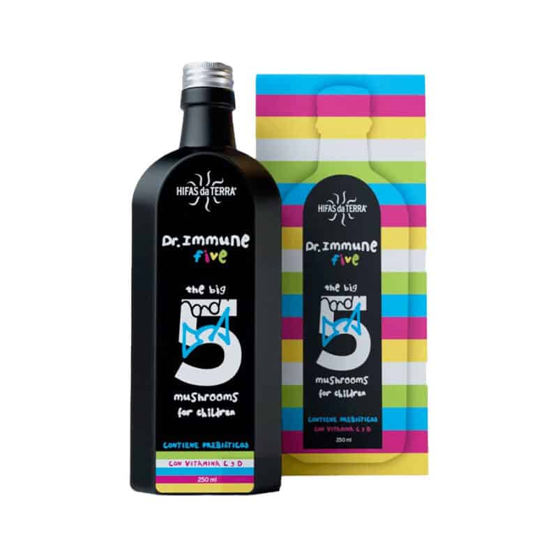Dr. Immune Five 250ml Hifas da Terra suplemento líquido com cogumelos medicinais para apoio do sistema imunitário