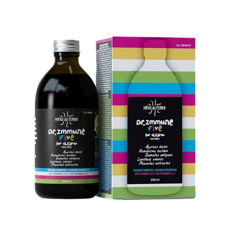 Dr. Immune Five 250ml Hifas da Terra suplemento líquido com cogumelos medicinais para apoio do sistema imunitário