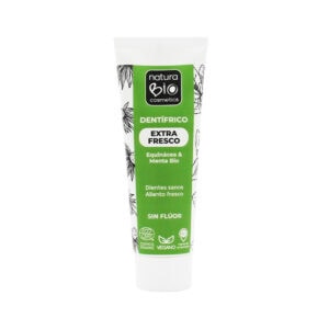 Pasta dentífrica Natura Bio Extra Fresco com equinácea e menta em bisnaga de 75ml, formulada com ingredientes biológicos para uma limpeza refrescante.