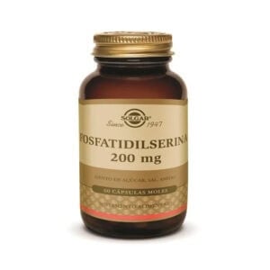 Fosfatidilserina Solgar 200mg em frasco de 60 cápsulas para apoio cognitivo e memória