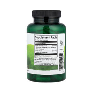 Raiz de gengibre Swanson em cápsulas, frasco com 120 cápsulas para apoio digestivo e conforto gastrointestinal
