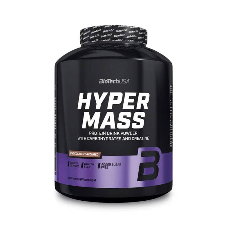 Saco de Hyper Mass Chocolate Biotech USA 4000g, fórmula de ganho de massa com proteínas, hidratos e creatina.