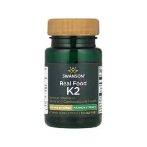 Vitamina K2 natural 200 mcg Swanson em cápsulas, frasco com 30 cápsulas para apoio à saúde óssea e cardiovascular