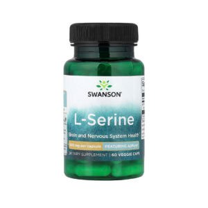 L-serina 500 mg Swanson em cápsulas, frasco com 60 cápsulas para suporte cognitivo e função neurológica
