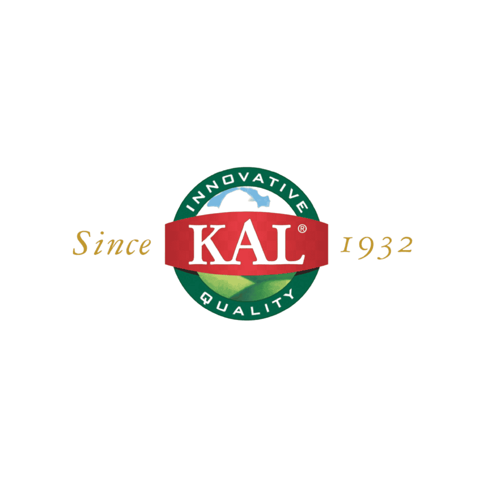Logo da KAL, marca de suplementos alimentares conhecida pela qualidade e pureza das fórmulas.