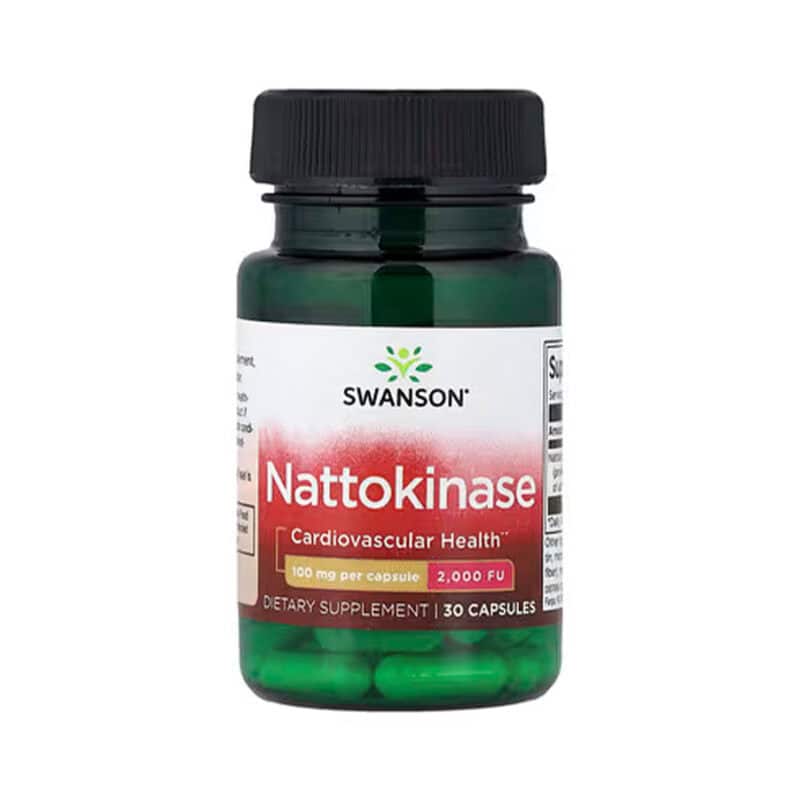 Nattokinase 100 mg Swanson em cápsulas, frasco com 30 cápsulas para suporte da circulação e saúde cardiovascular