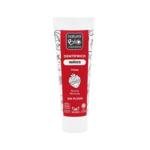 Pasta dentífrica infantil Natura Bio sabor a morango em embalagem de 75ml, formulada com ingredientes naturais e adequada para dentes sensíveis das crianças.