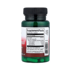 Policosanol 20 mg Swanson em cápsulas, frasco com 60 cápsulas para suporte da saúde cardiovascular e colesterol
