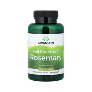 Alecrim 400 mg Swanson em cápsulas, frasco com 90 cápsulas para apoio digestivo e função antioxidante