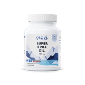 Super Óleo de Krill 1180 mg Osavi em cápsulas, frasco com 60 cápsulas para suporte cardiovascular e cognitivo
