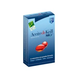 Óleo de Krill NKO Cien por Cien Natural 40 cápsulas suplemento alimentar rico em ómega-3 EPA e DHA
