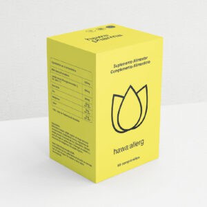 Hawa Allerg da Hawa Pharma em comprimidos, suplemento alimentar desenvolvido para apoio em situações de sensibilidade alérgica.
