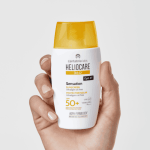 Protetor solar facial Heliocare 360 Sensation FPS 50+ da Cantabria Labs com textura ultraleve e acabamento invisível