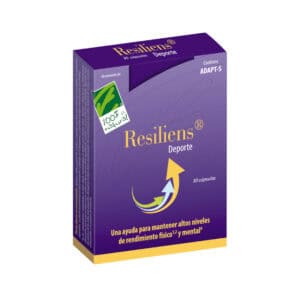 Resiliens Deporte 30 cápsulas Cien por Cien Natural suplemento alimentar em cápsulas para apoio ao desempenho físico e recuperação.