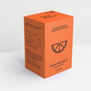 Hawa Vitamina C 1000mg Alcalina da Hawa Pharma em cápsulas, suplemento alimentar para apoio ao sistema imunitário.