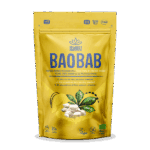Baobab em pó Iswari 125gr obtido a partir do fruto do baobá, rico em fibra e vitamina C, ideal para batidos e receitas saudáveis