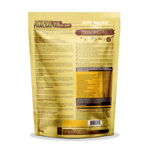 Mistura Super Vegan para Panquecas de Cacau com Pepitas de Chocolate da Iswari, embalagem de 750 g, ideal para pequenos-almoços e snacks veganos.