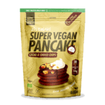 Mistura Super Vegan para Panquecas de Cacau com Pepitas de Chocolate da Iswari, embalagem de 750 g, ideal para pequenos-almoços e snacks veganos.