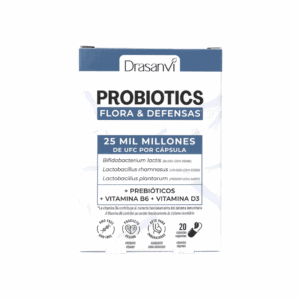 Probiotics Flora e Defesas 20 cápsulas Drasanvi suplemento probiótico para equilíbrio da flora intestinal e reforço do sistema imunitário.