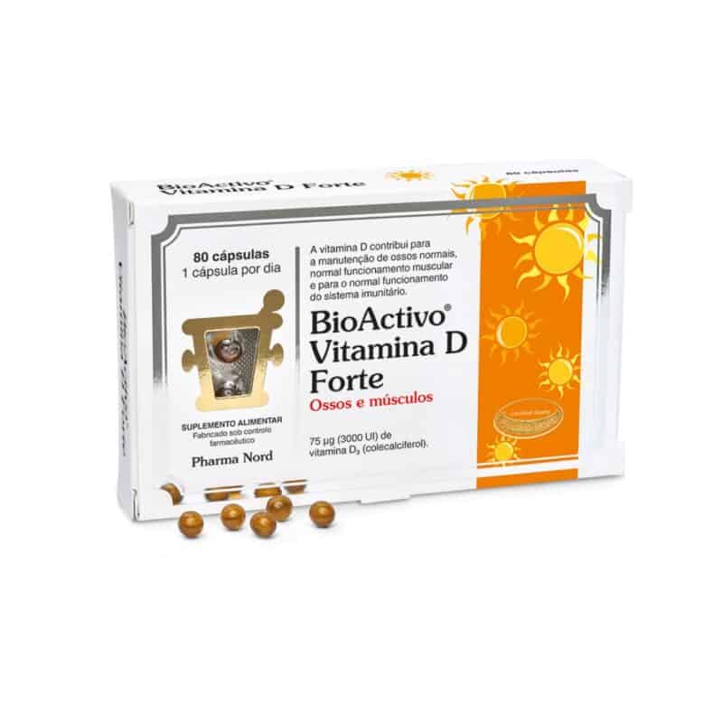 BioActivo Vitamina D Forte Pharma Nord 80 cápsulas com vitamina D de elevada biodisponibilidade para suporte imunitário e ósseo